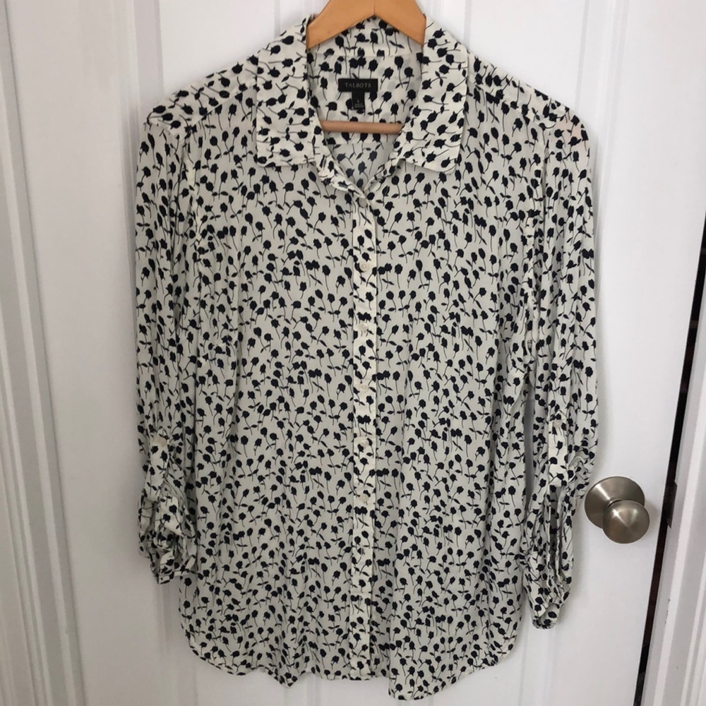 Talbots Roll Arm Lightweight Polyester Blouse. - image 1